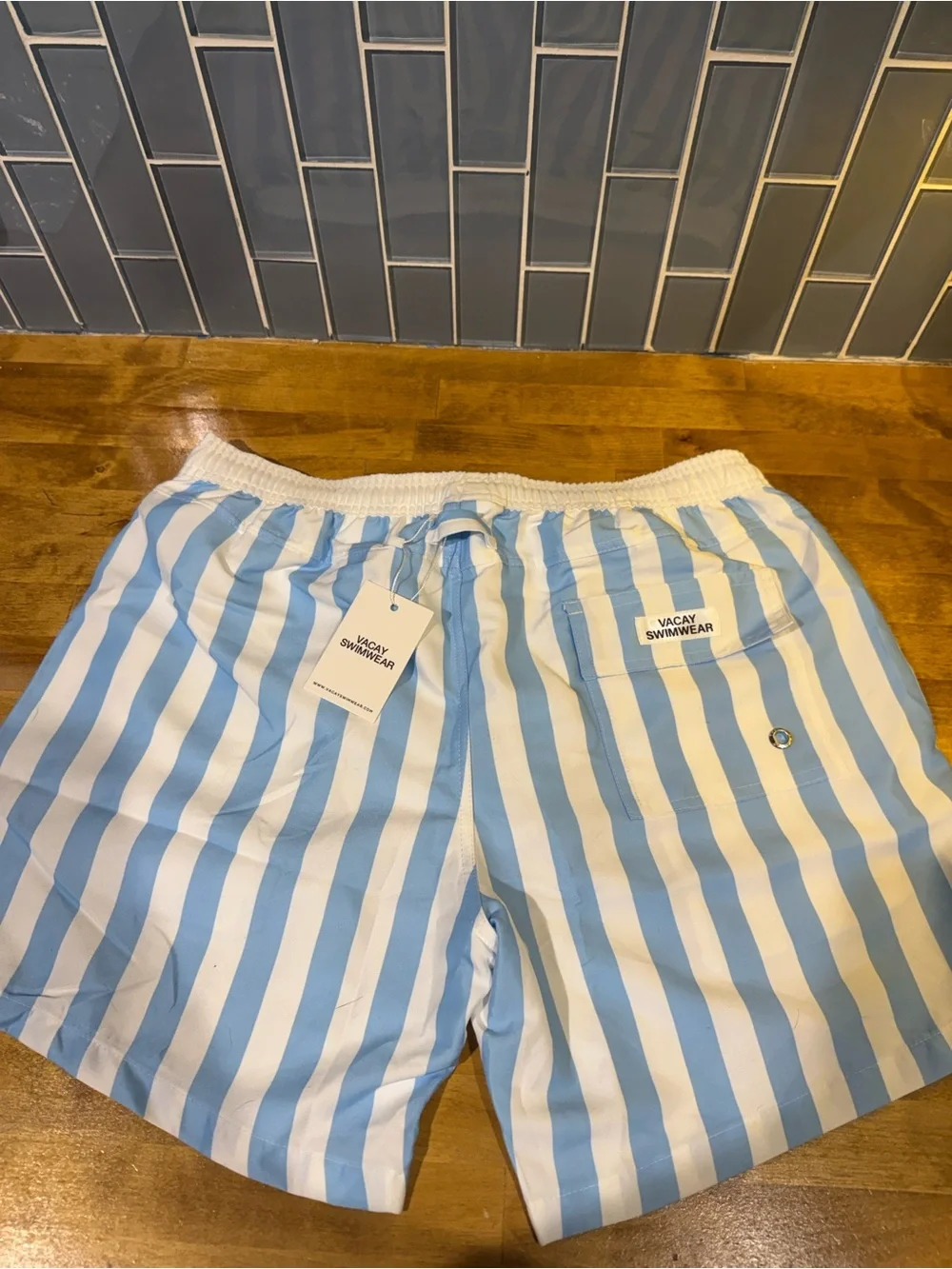 Mykonos Striped Light Blue & White Men’s Swim
